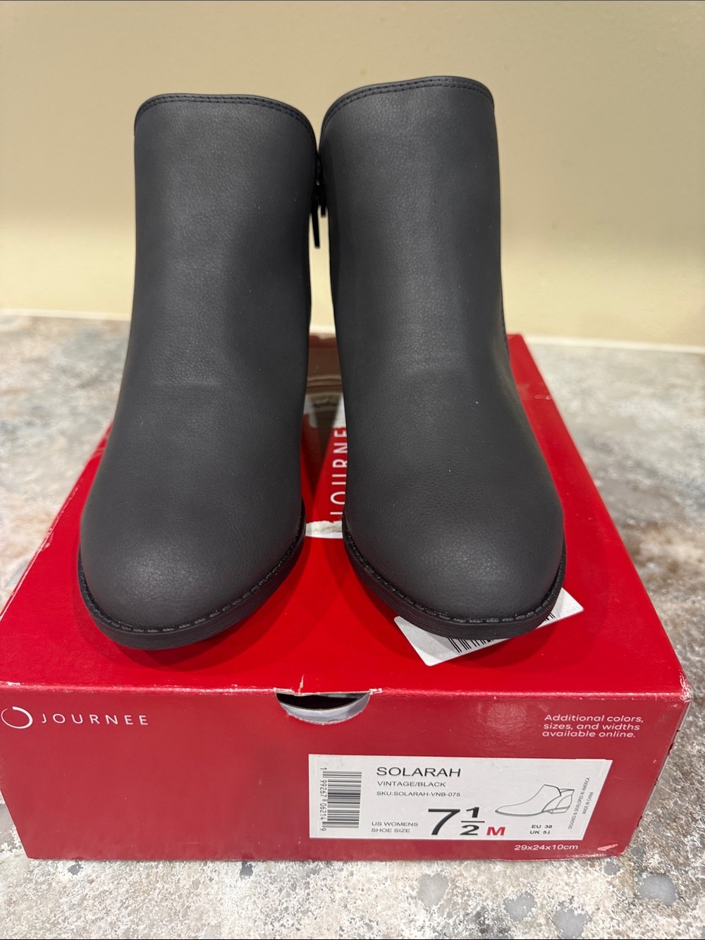 Journee Collection Black Faux Leather Ankle Booties